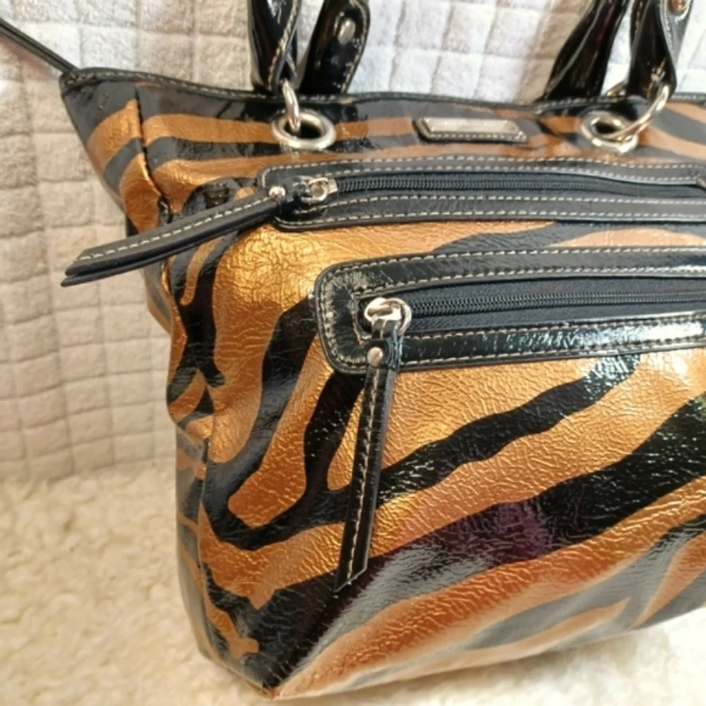 Strata Glossy Animal Print Tote Purse - Picture 9 of 12